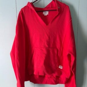BDG Women's Red Hoodie Sweater large oversized urban outfitters v neck cut